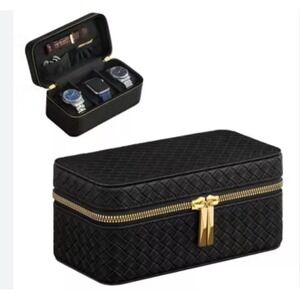 SONGMICS HOME Watch Box Travel Case‎ Organizer Storage for 3 Watches Black NEW